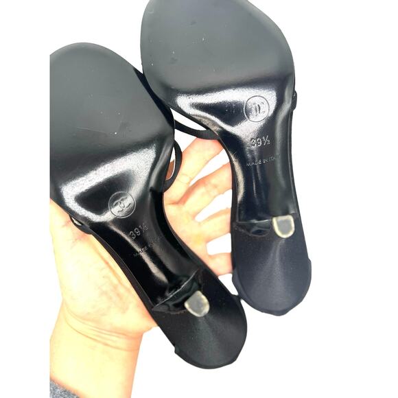 Chanel Embellished Classic Black Satin Strappy Sandals size 39.5 - Picture 5 of 11